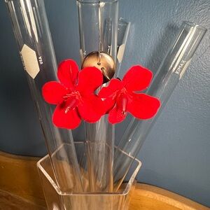 Faux flower earrings - red geraniums